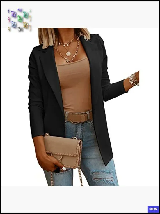 Long Sleeve Knit Blazer Stretchy Skinny Fit Work Office Casual Chic - Picture 2 of 7